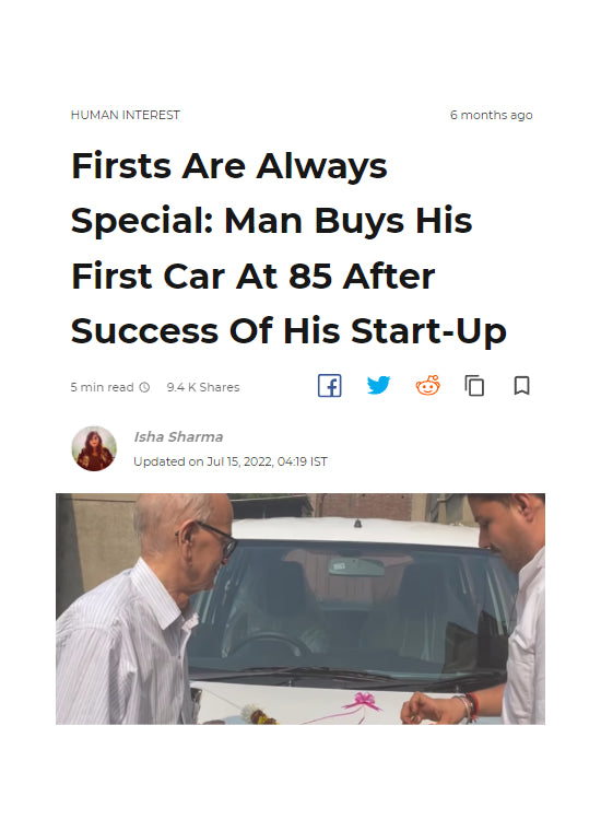Men Buys First Own Car At 85 After Success of His Start-Up