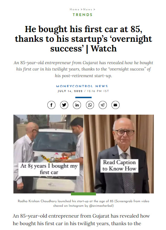 He bought his first car at 85