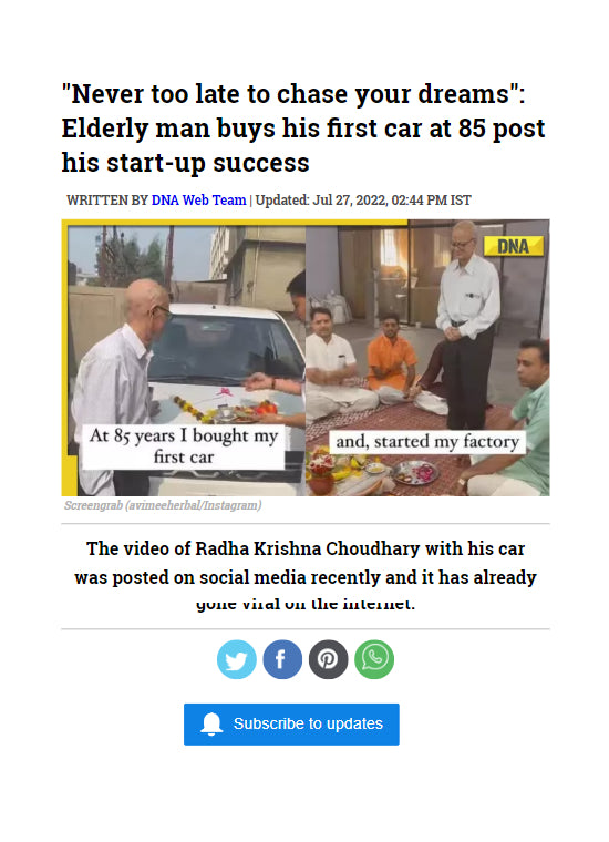 Elderly man buys his first car at 85 post his start-up success