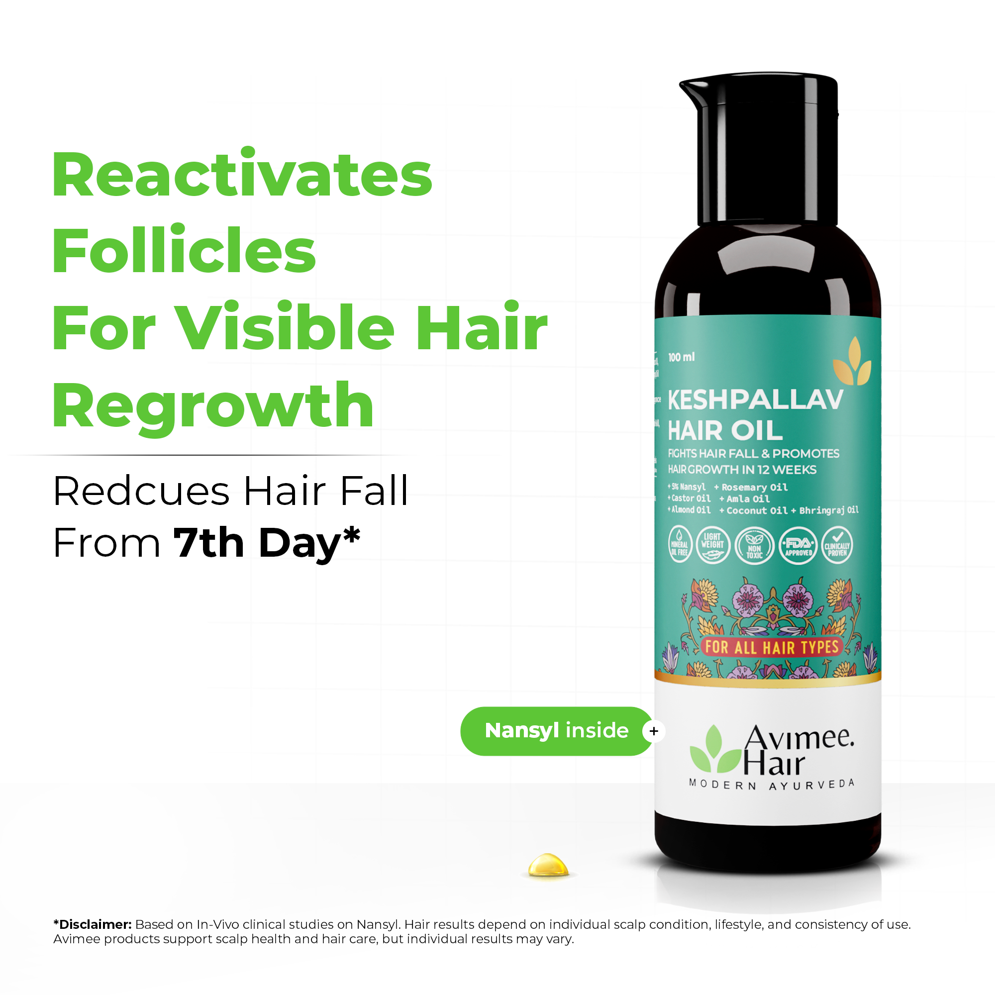 Keshpallav Hair Oil for Hair Growth with 5% Nansyl & Rosemary Extracts