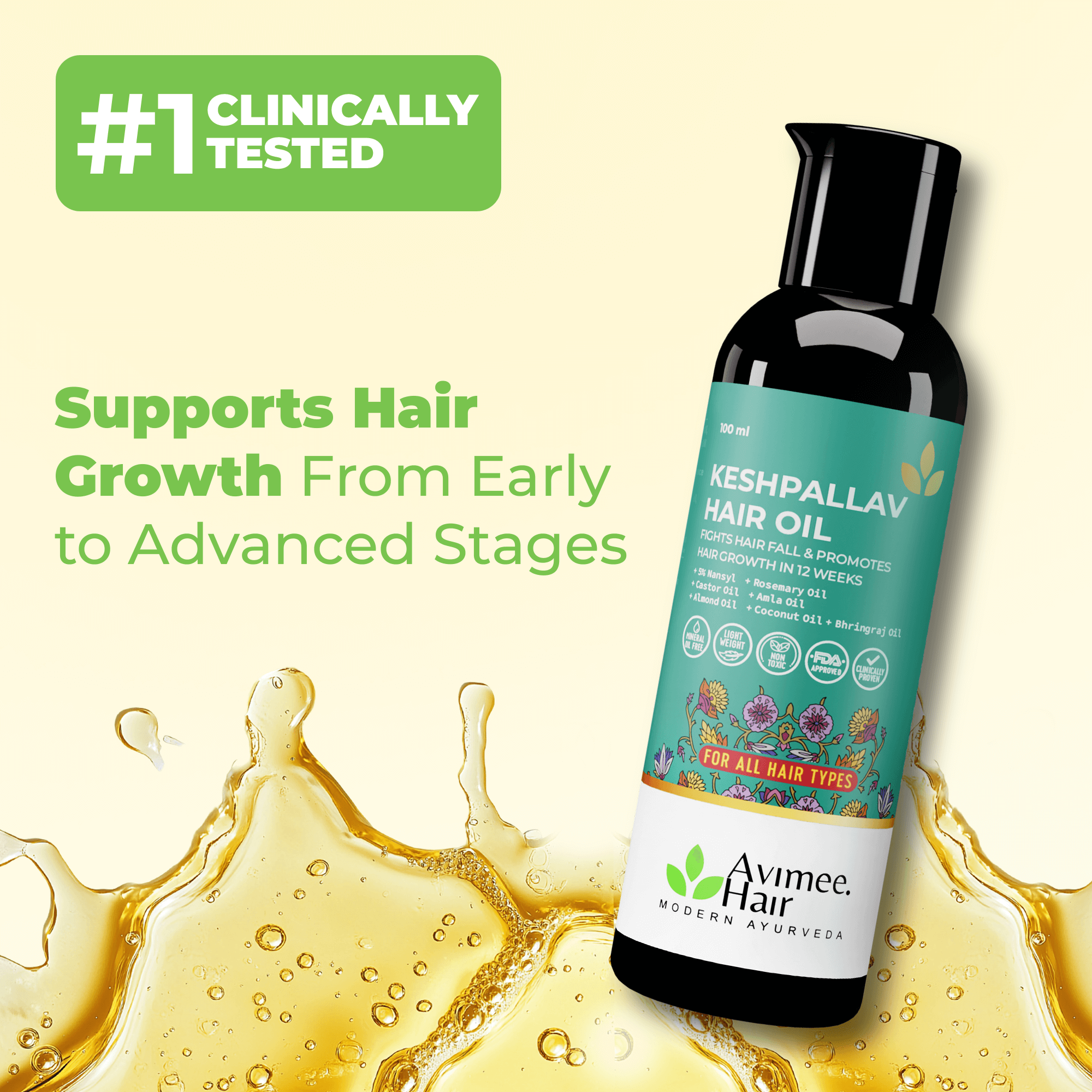 Keshpallav Hair Oil for Hair Growth with 5% Nansyl & Rosemary Extracts