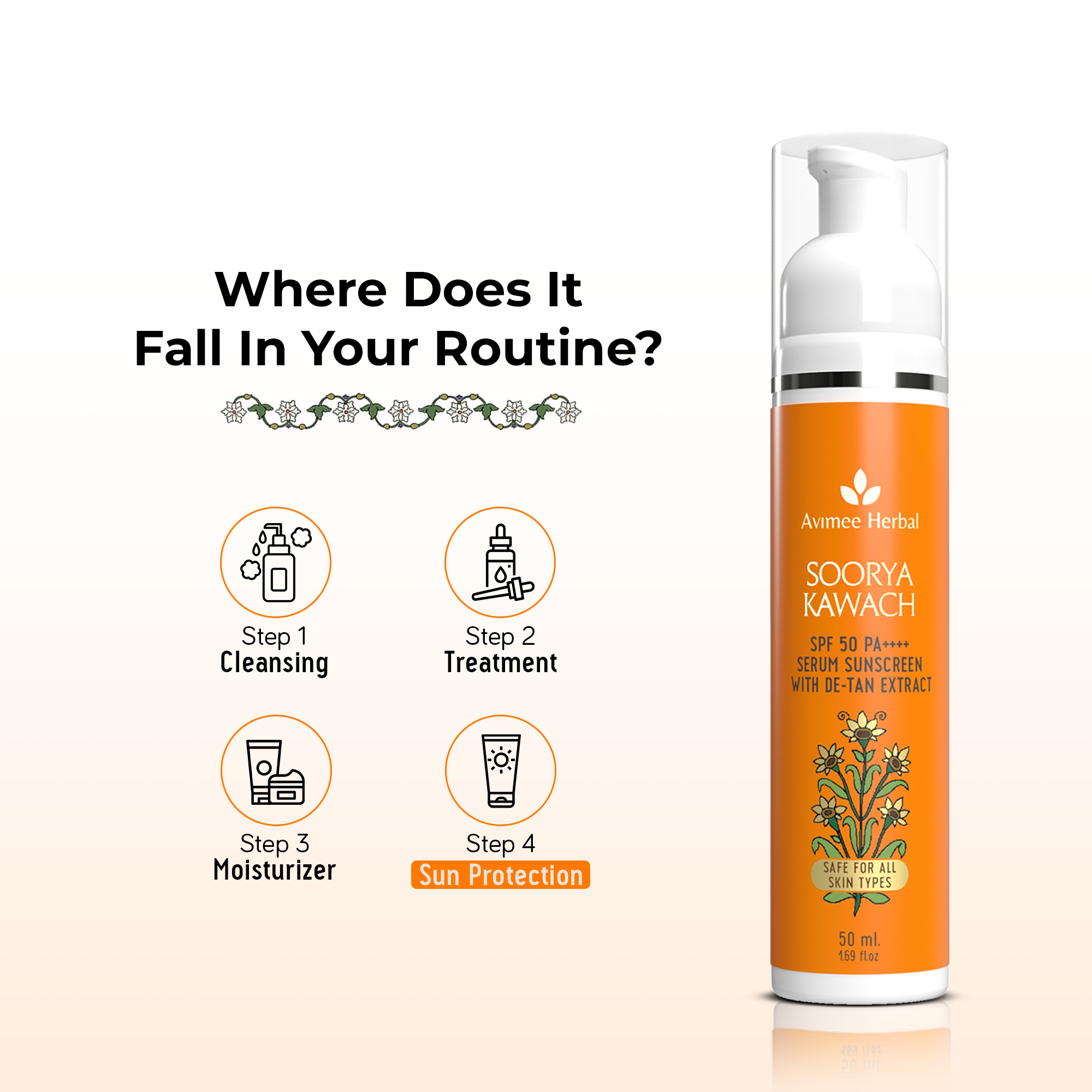 Soorya Kawach SPF50 PA++++ Hybrid Sunscreen with De-Tan Extract