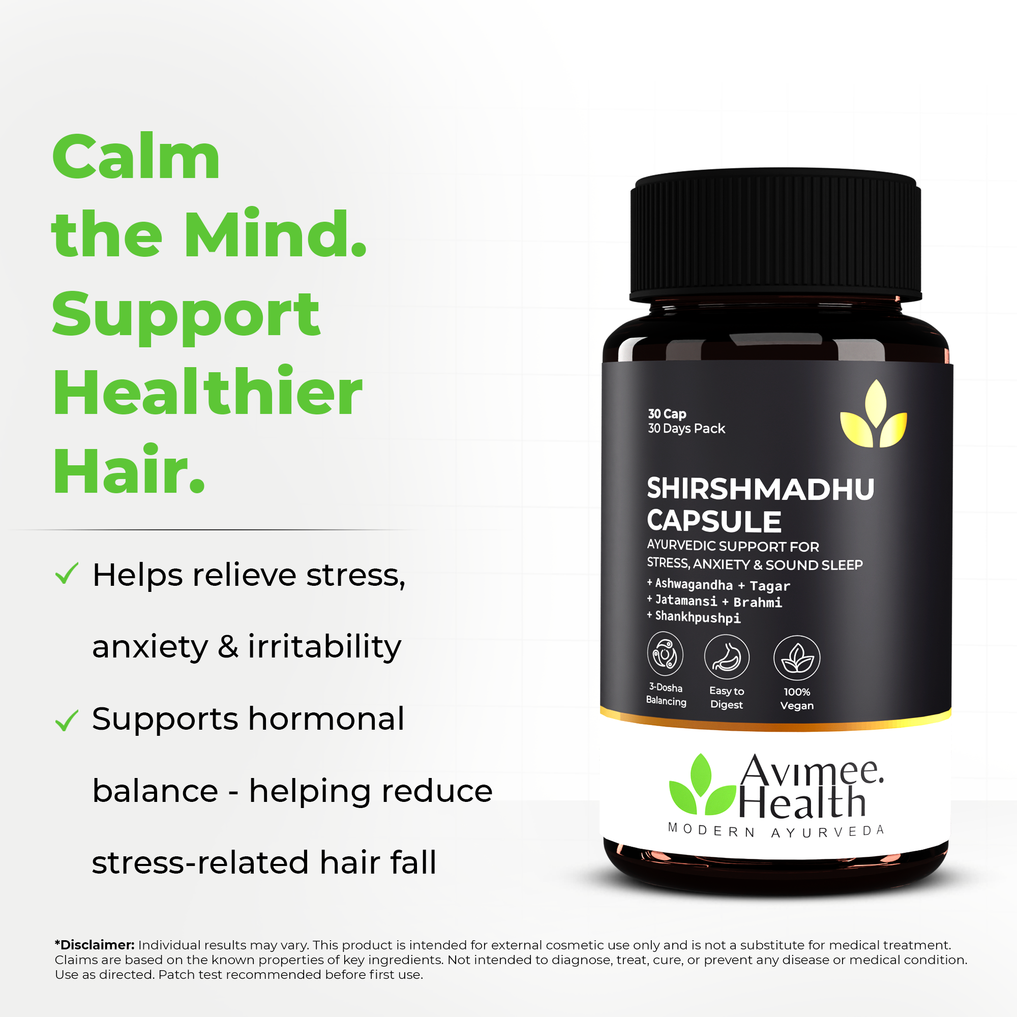 Shirshmadhu Capsule – Ayurvedic Support for Stress, Anxiety, Sound Sleep & Stress-Related Hair Fall