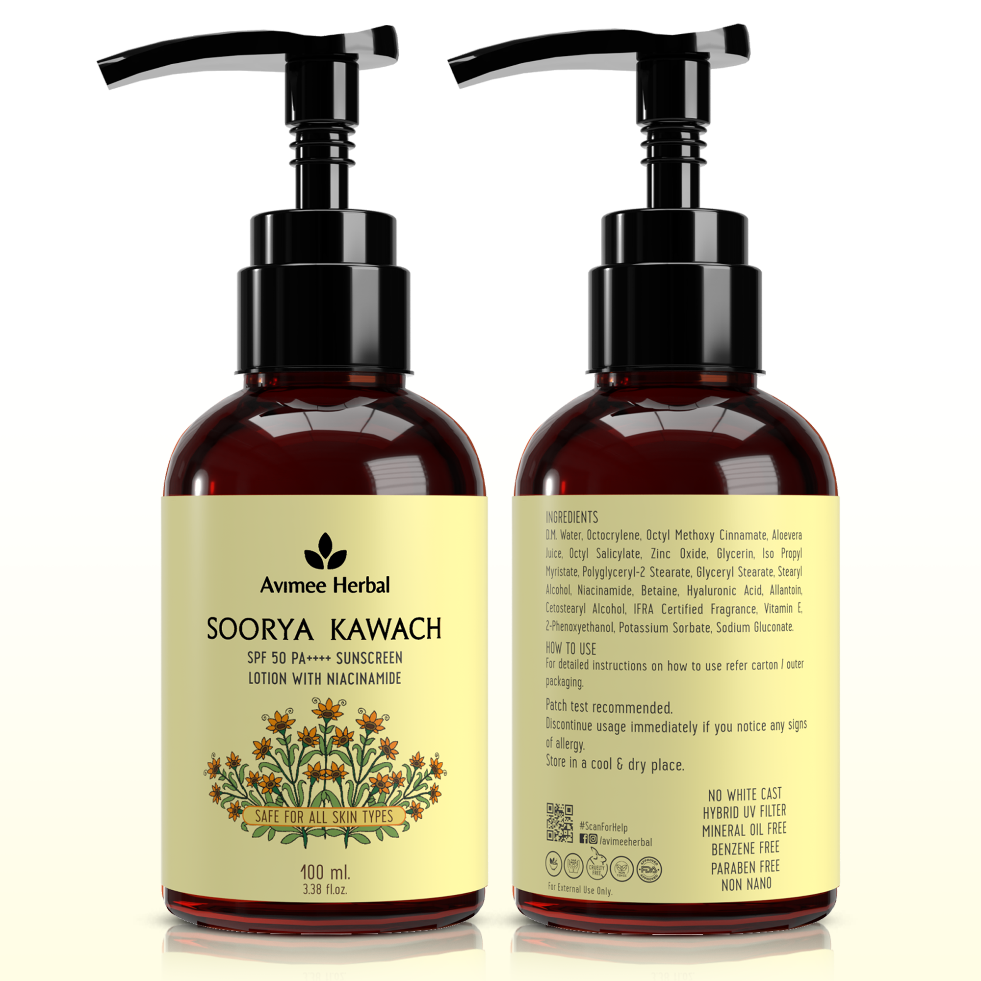 Soorya Kawach SPF 50 PA++++ Niacinamide Sunscreen Lotion