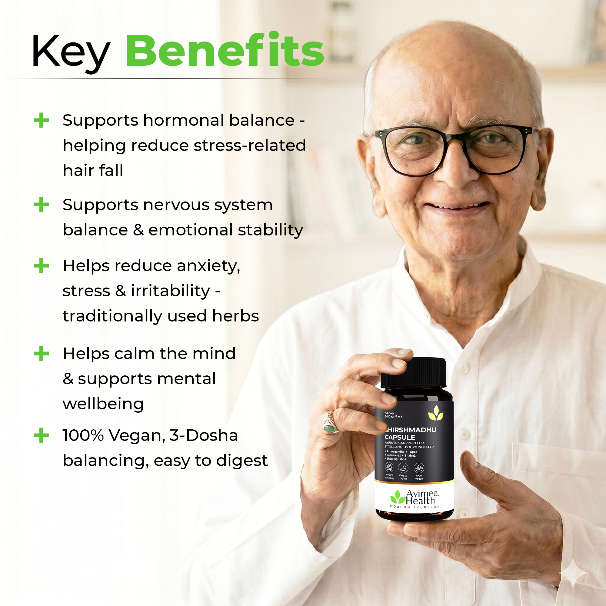 Shirshmadhu Capsule – Ayurvedic Support for Stress, Anxiety, Sound Sleep & Stress-Related Hair Fall