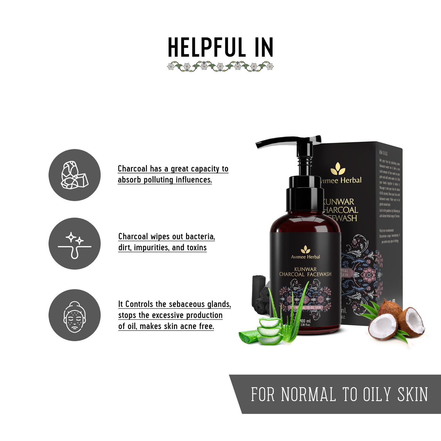 Avimee Herbal Kunwar Charcoal Facewash