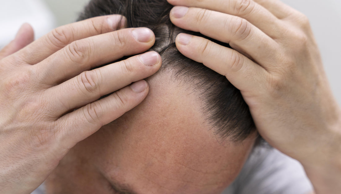 Man is showing baldness in his head
