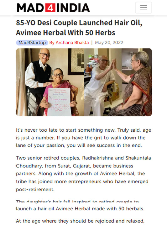 85-YO Desi Couple Launched Hair Oil, Avimee Herbal With 50 Herbs