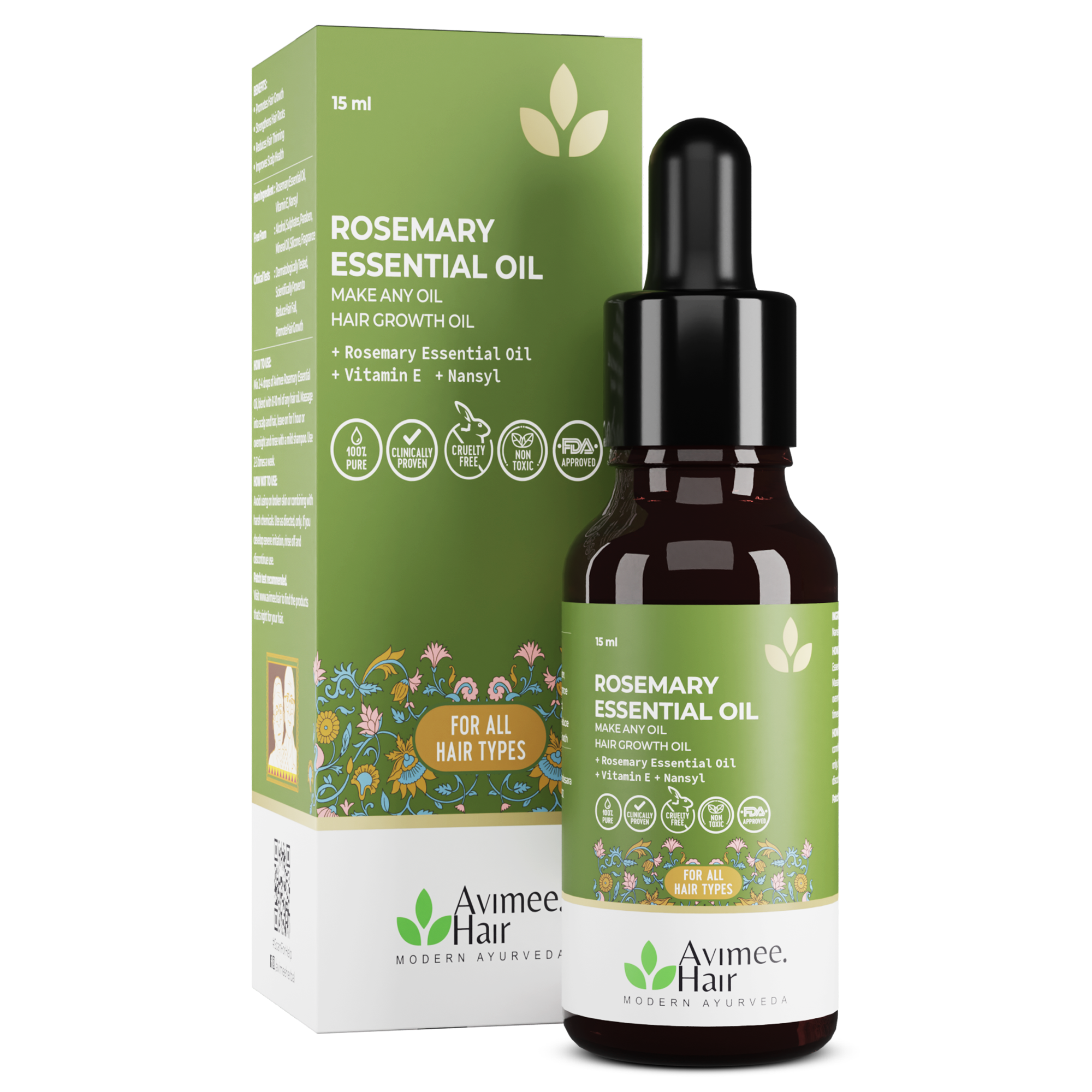 Rosemary Essential Hair Oil with Vitamin E & Nansyl | For Hair Growth & Hair Fall Control | 15ml