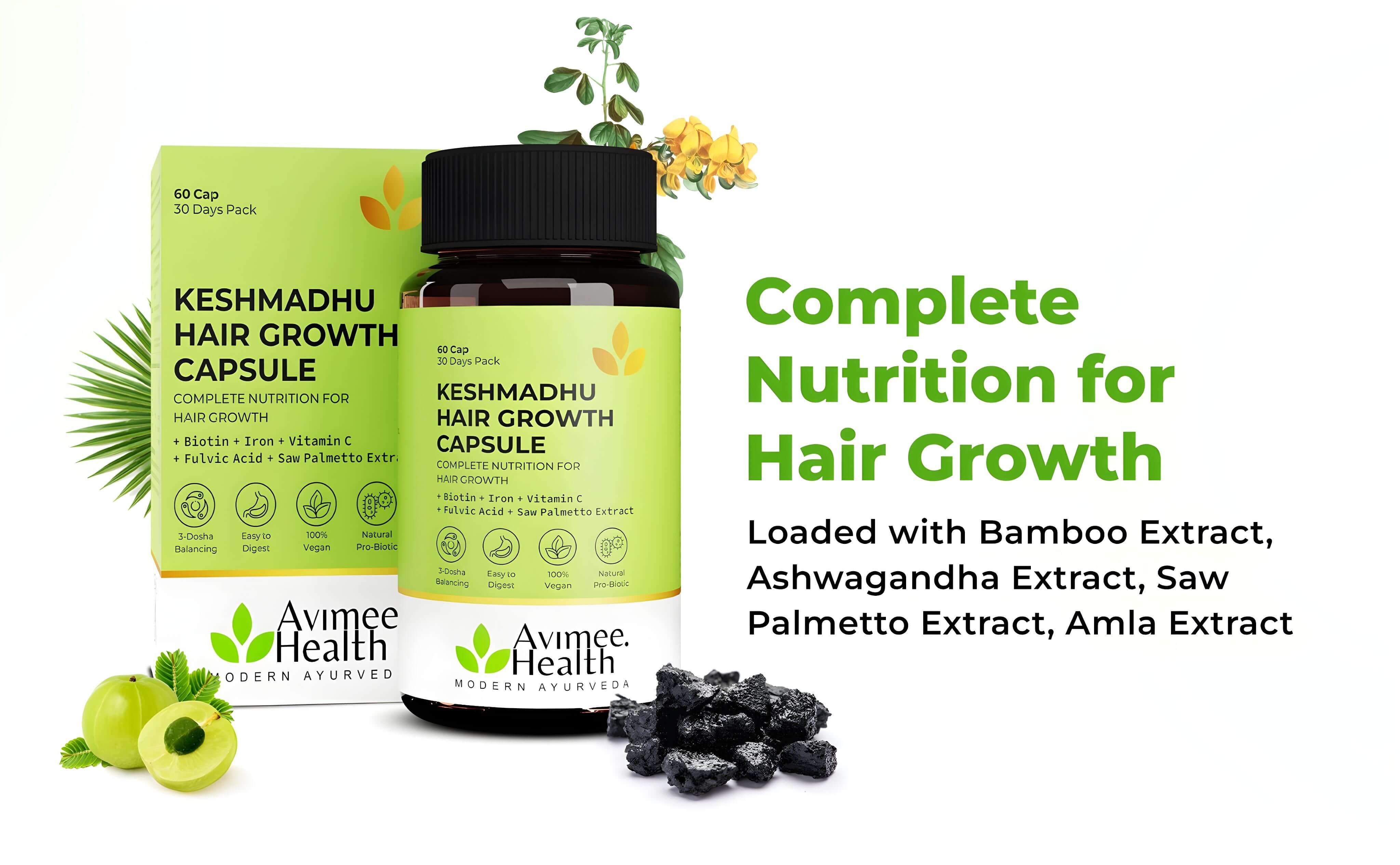 Keshmadhu Hair Growth Capsule with Biotin | 30 days pack