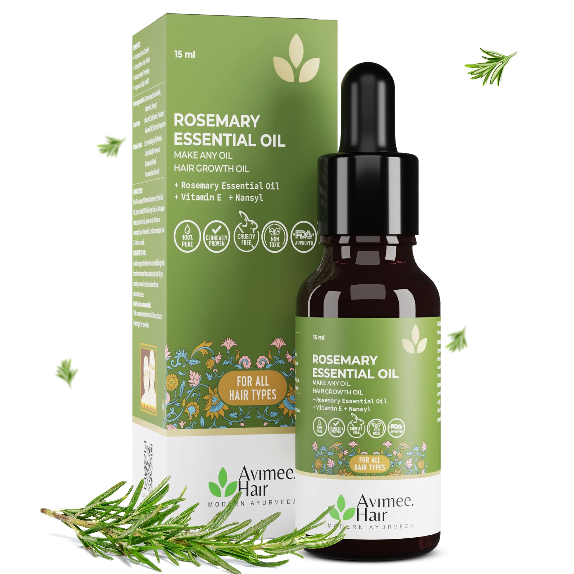 Rosemary Essential Hair Oil with Vitamin E & Nansyl | 15ml