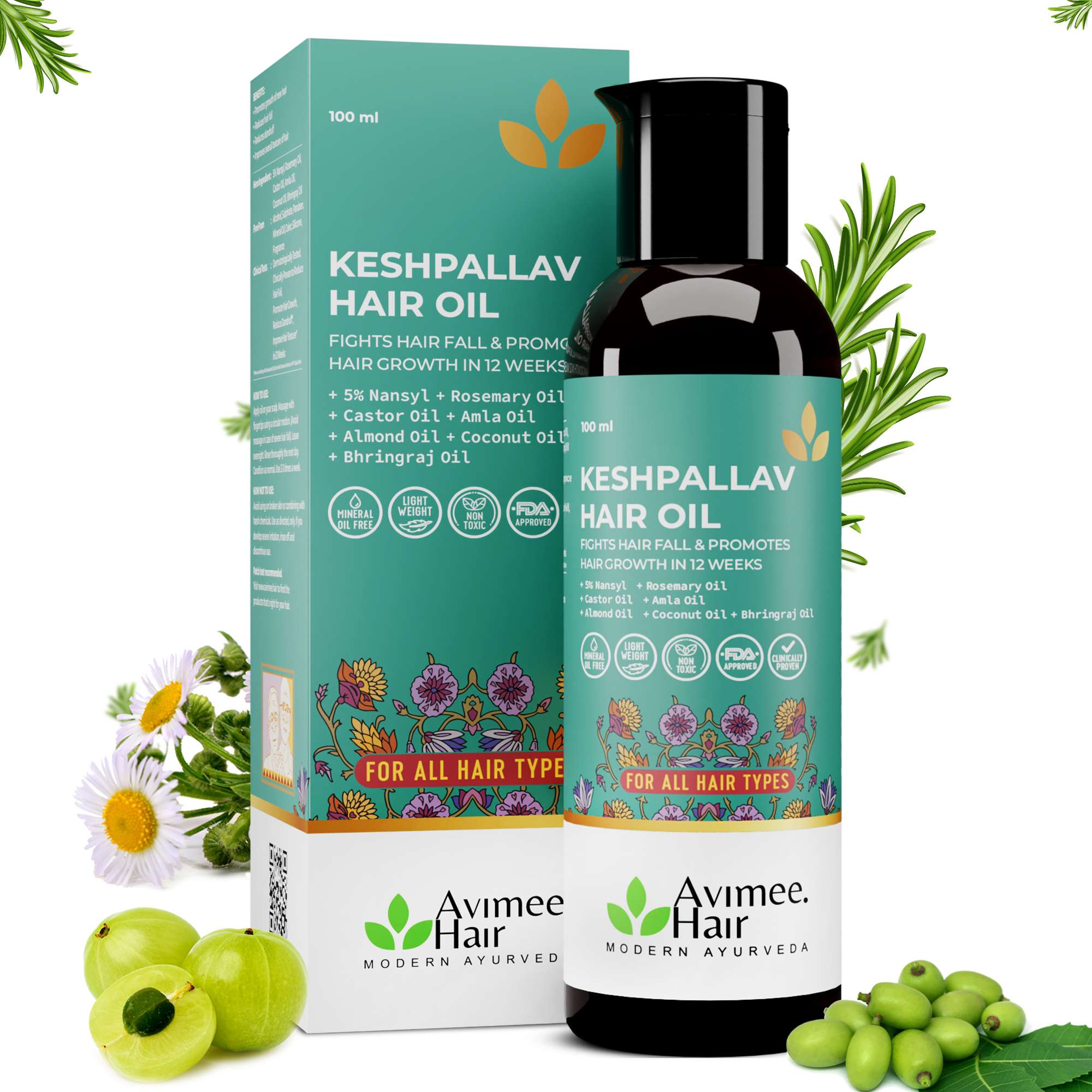 Hair Growth Kit; Keshpallav Hair Oil, Shakuntala Hair Cleanser and Scalptone Hair Growth Serum