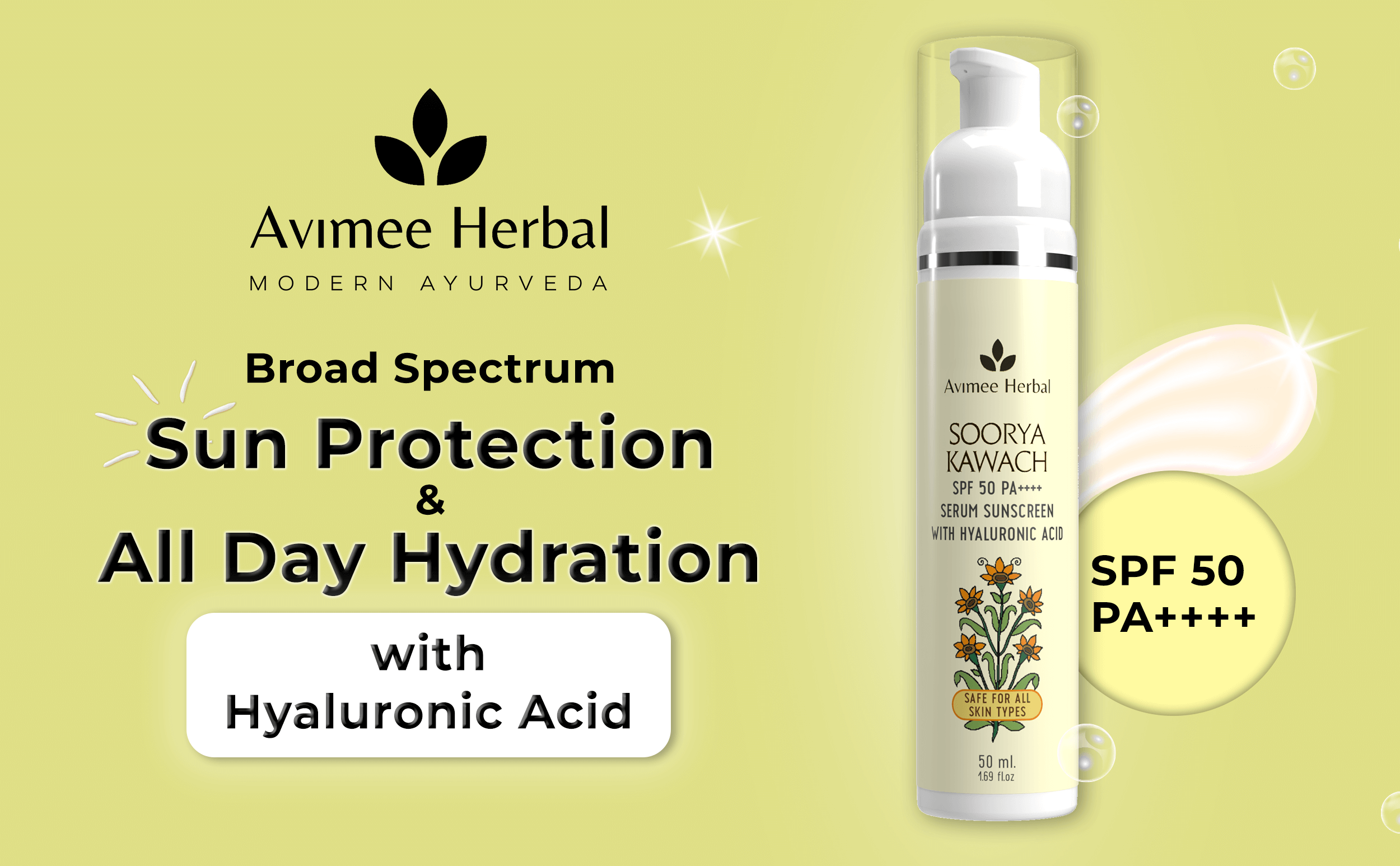 Soorya Kawach SPF 50 PA++++ Hyaluronic Acid Serum Sunscreen