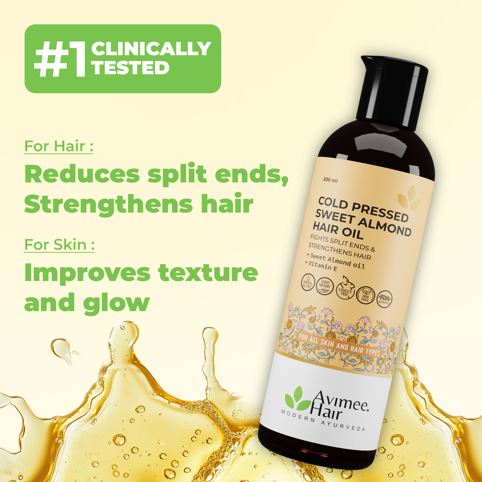 Cold Pressed Sweet Almond Hair Oil