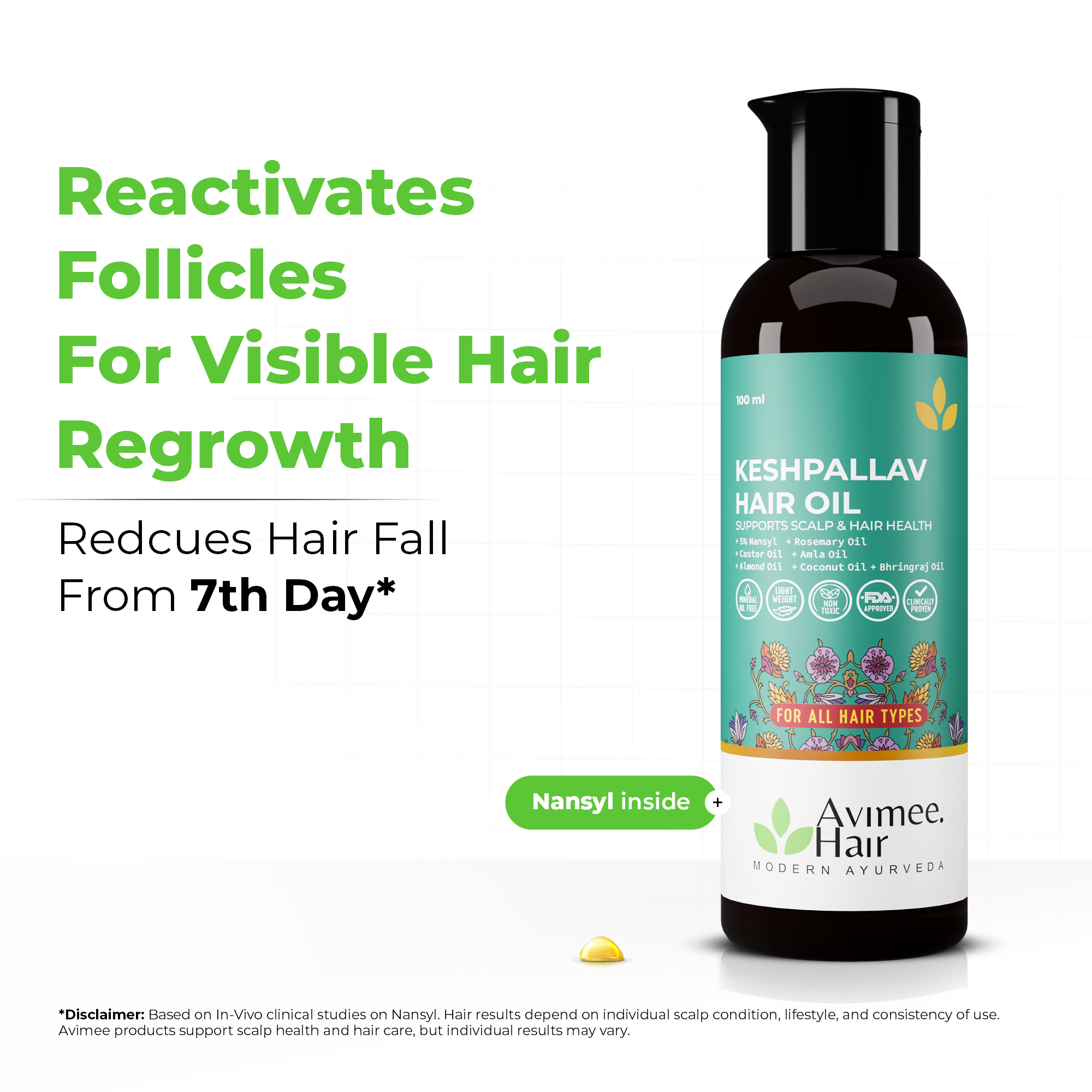 Keshpallav Hair Oil for Hair Growth with 5% Nansyl & Rosemary Extracts