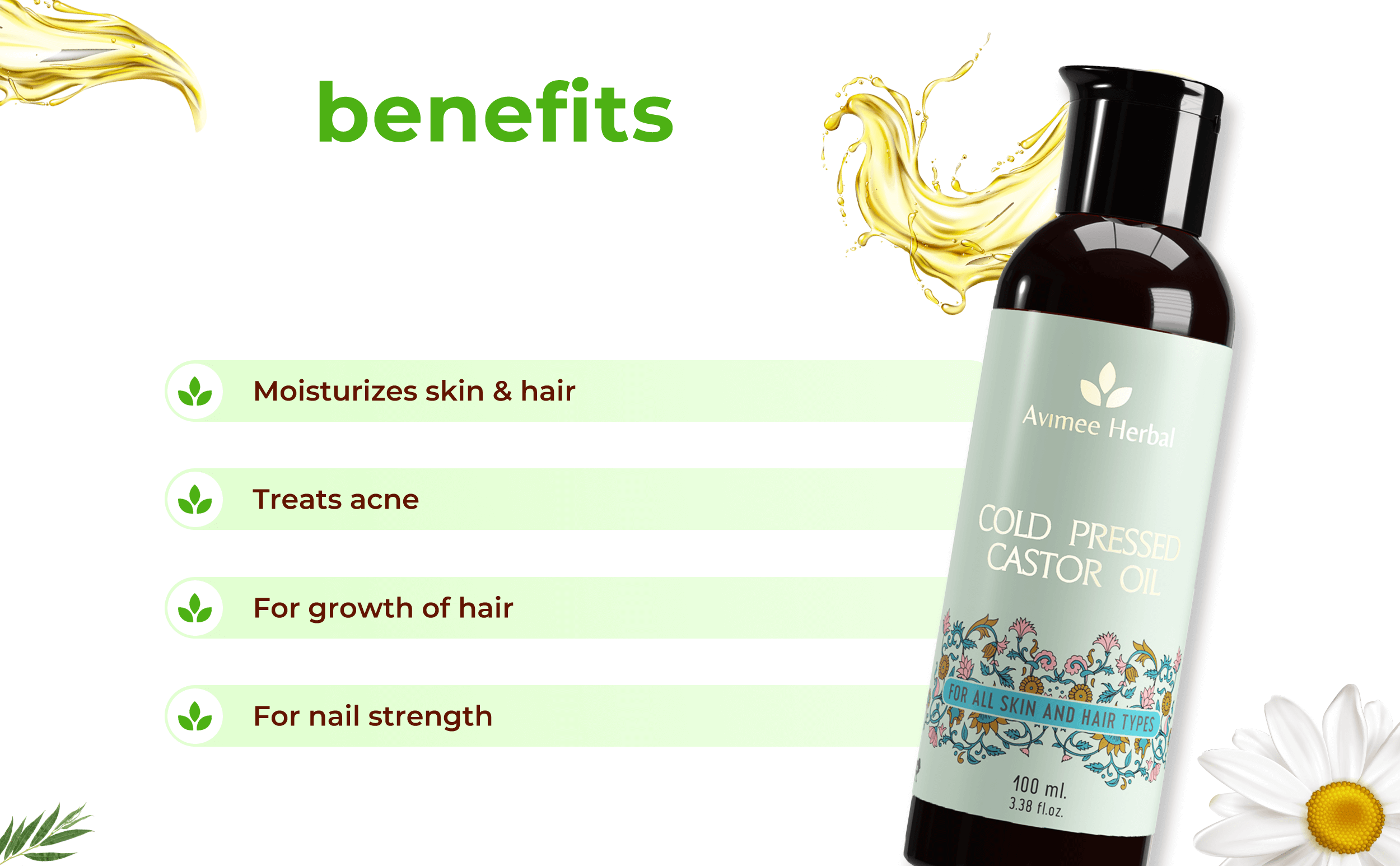 Cold Pressed Castor Oil for Hair Growth