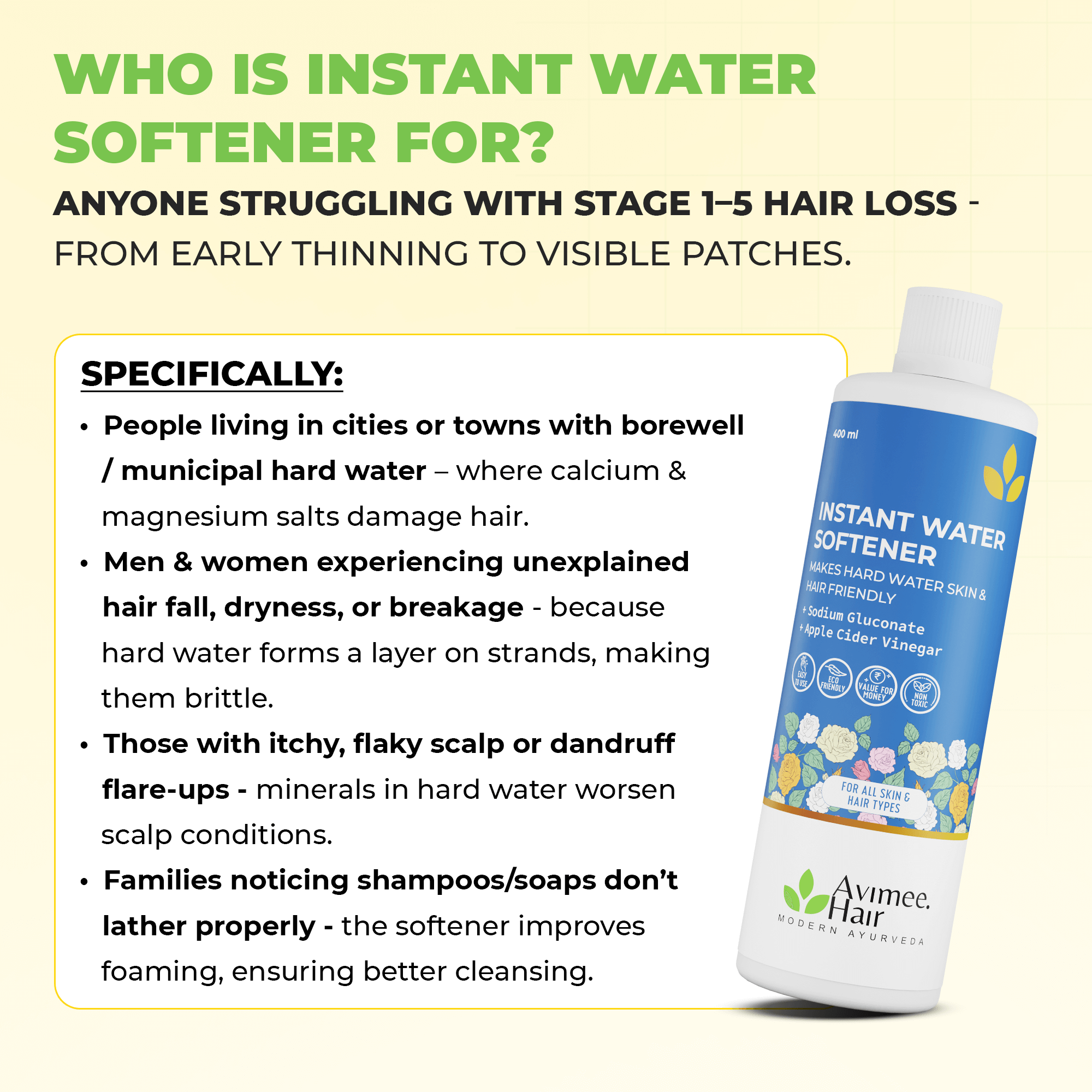 Instant Water Softener for Hair Loss Due to Hard Water