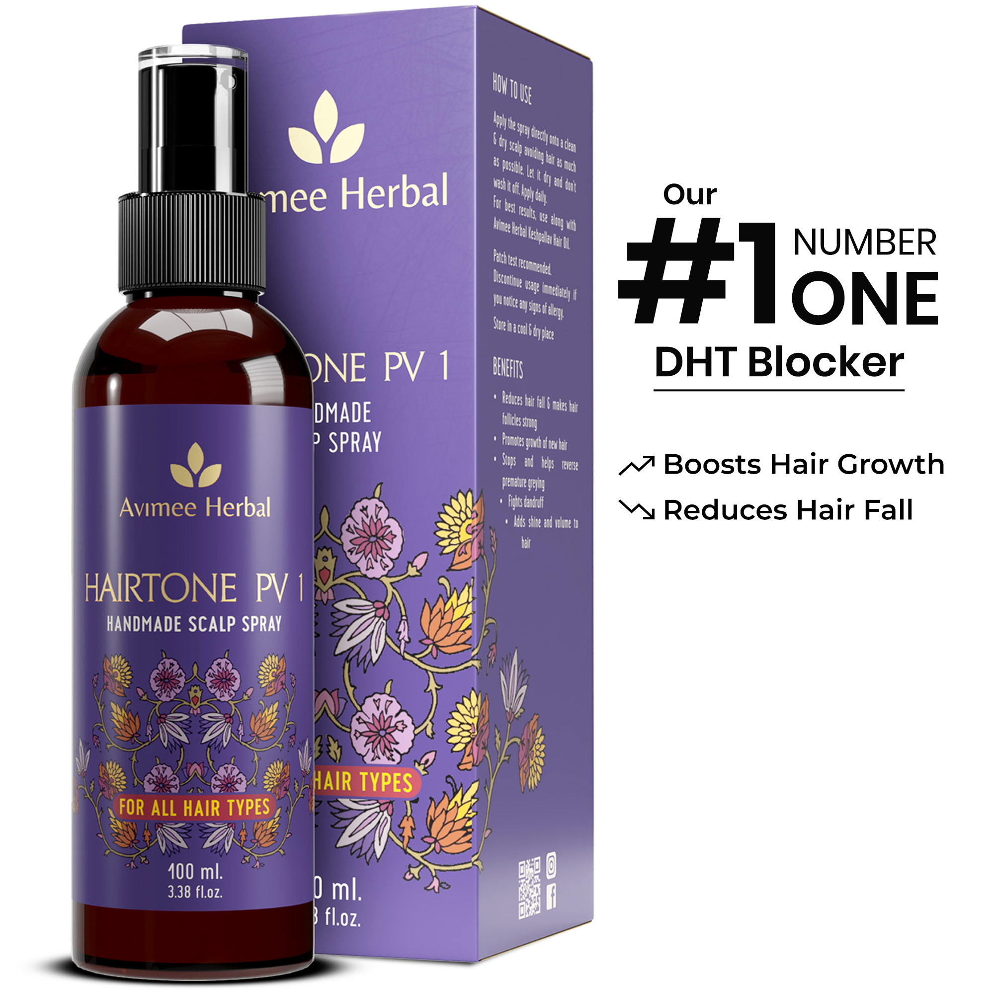 Hairtone PV 1 Scalp Spray Natural DHT Blocker